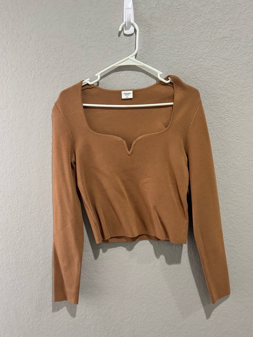 Abercrombie & Fitch Camel Sweater Knit Top Size Medium | Square Neck